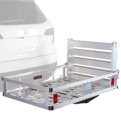 ELEVATE OUTDOOR Deluxe Aluminum Cargo Carrier with Folding Loading Ramp - Class III 2" Hitches - 500 lb. Cap
