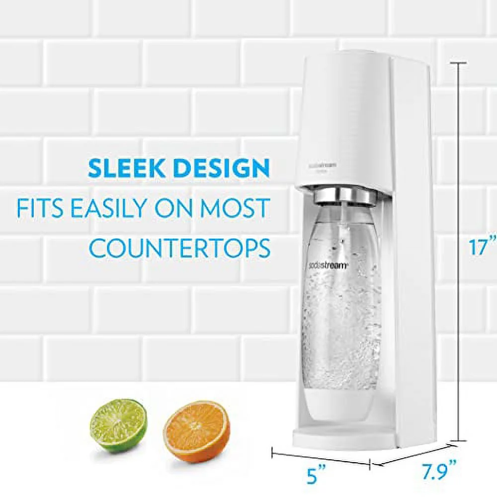 SodaStream Terra Sparkling Water Maker Bundle (White), with CO2, DWS Bottles, and Bubly Drops Flavors