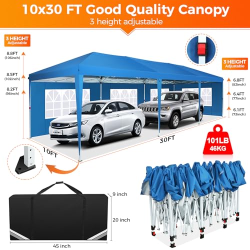 COBIZI 10x10 Pop up Canopy Tent Protable Canopy Tent with 4 Sidewalls Waterproof Commercial Instant Shelter for Parties, Wedding