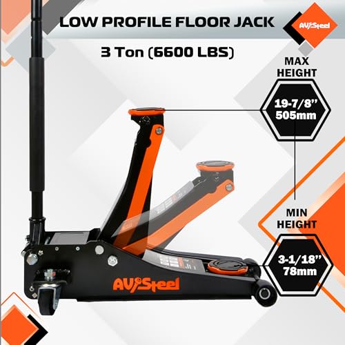 Low Profile Floor Jack 3 Ton (6600 lbs), Heavy Duty Hydraulic Jack for Car, Heavy-Duty Floor Jack with Dual Pistons Quick Lift Pump