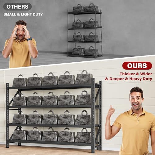 5000LBS Heavy Duty Garage Shelving Units,71.3" Wide & Deep Storage Shelves,Metal Garage Shelves,Large Storage Rack,Steel Shelf