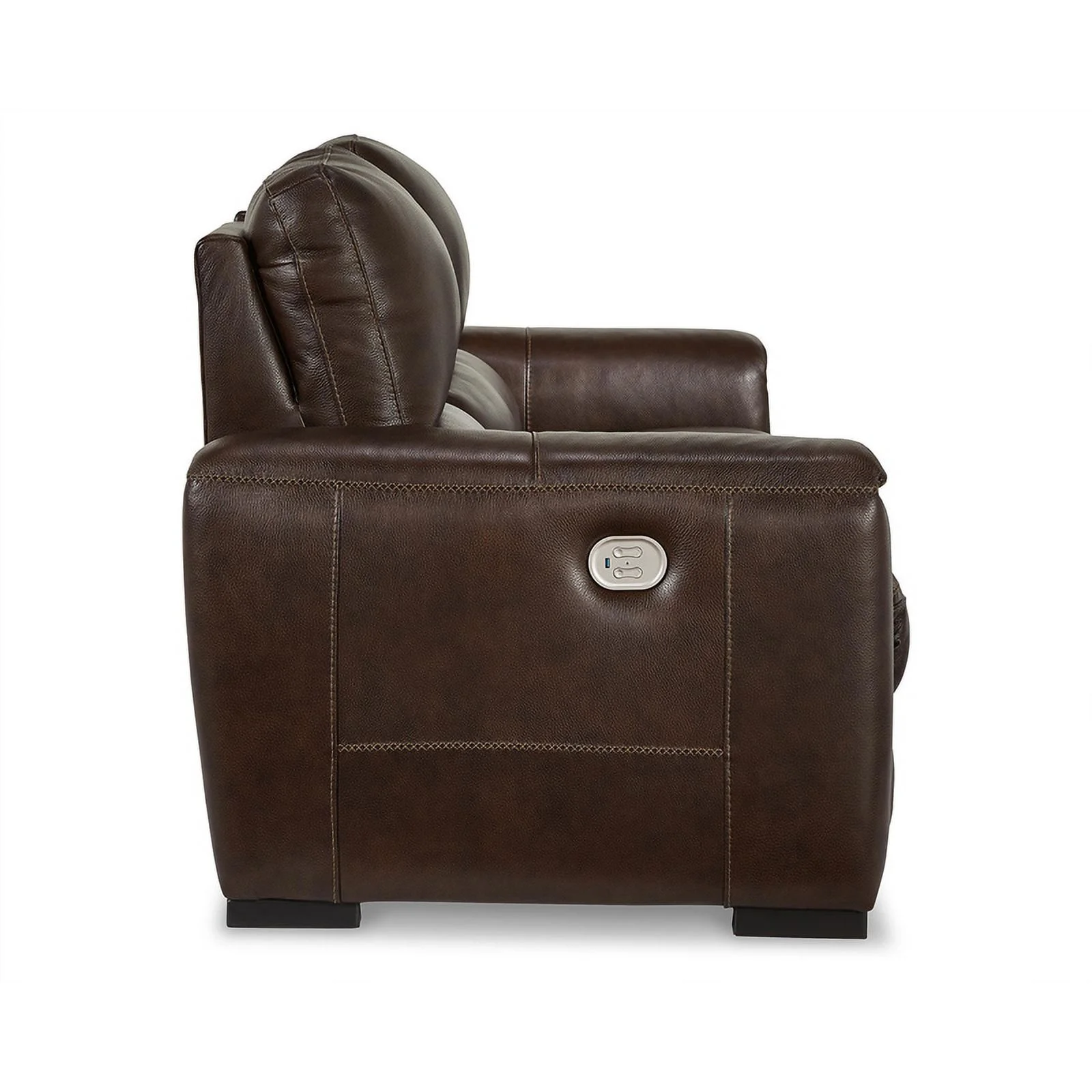 Ashley Furniture Alessandro Leather Power Reclining Sofa with Headrest in Walnut