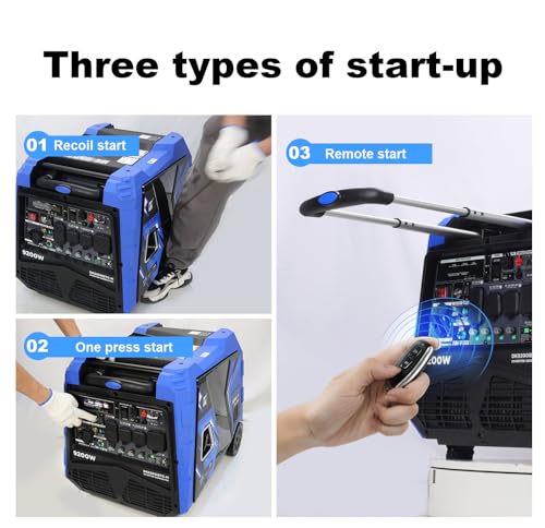 DK 5000W Gas Inverter Generator, Electric Start, 120V 240V Full Power Output, Dual or Tri-fuel Conversion Possible, Wheel & Handle Kit