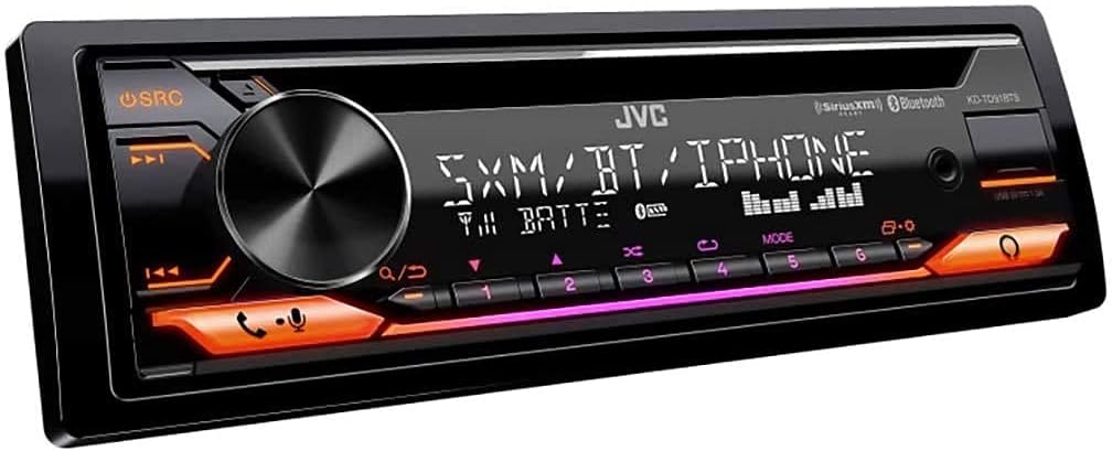 JVC KD-TD91BTS Car CD Receivier Music Lover's Bundle with SiriusXM Satellite Radio Tuner and Premium Alpine Coaxial Speakers. Amazon Alexa, Front USB