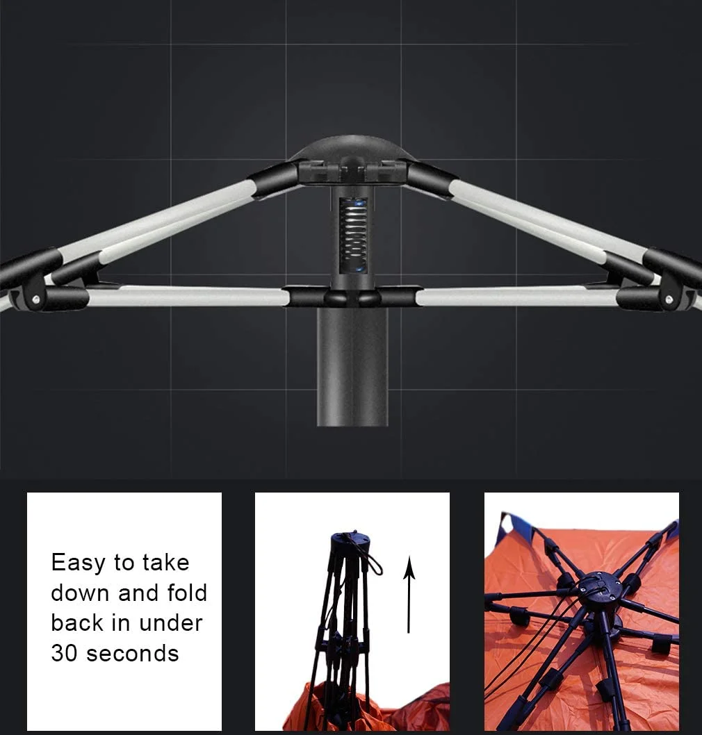 Oileus Beach Tent Sun Shelter X-Large 4 Person Tent, Portable Sun Shade, Pop Up Tents for Beach with Carry Bag, Stakes, 6 Sand Pockets
