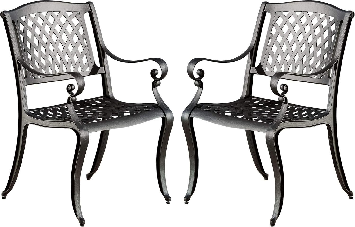 Christopher Knight Home Hallandale Outdoor Cast Aluminum Chairs, 2-Pcs Set, Black Sand