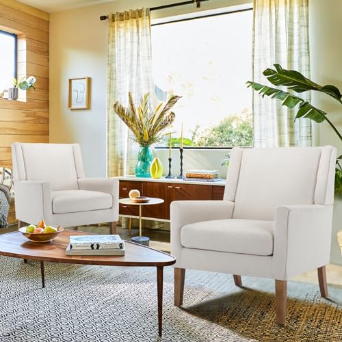 COLAMY Modern Wingback Living Room Chair, Upholstered Fabric Accent Armchair