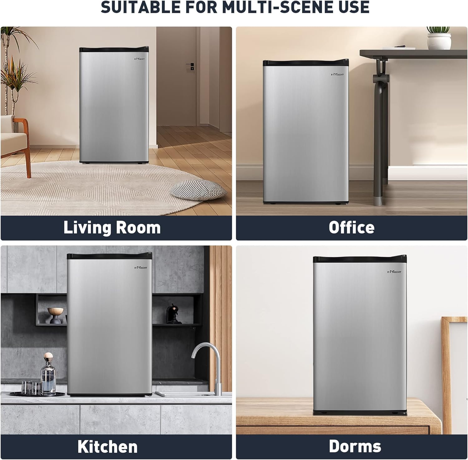3.2 Cu.Ft. Mini Fridge with Freezer, Single Door Compact Refrigerator,Removable Glass Shelves, Reversible Door, Small Refrigerator for Apartment