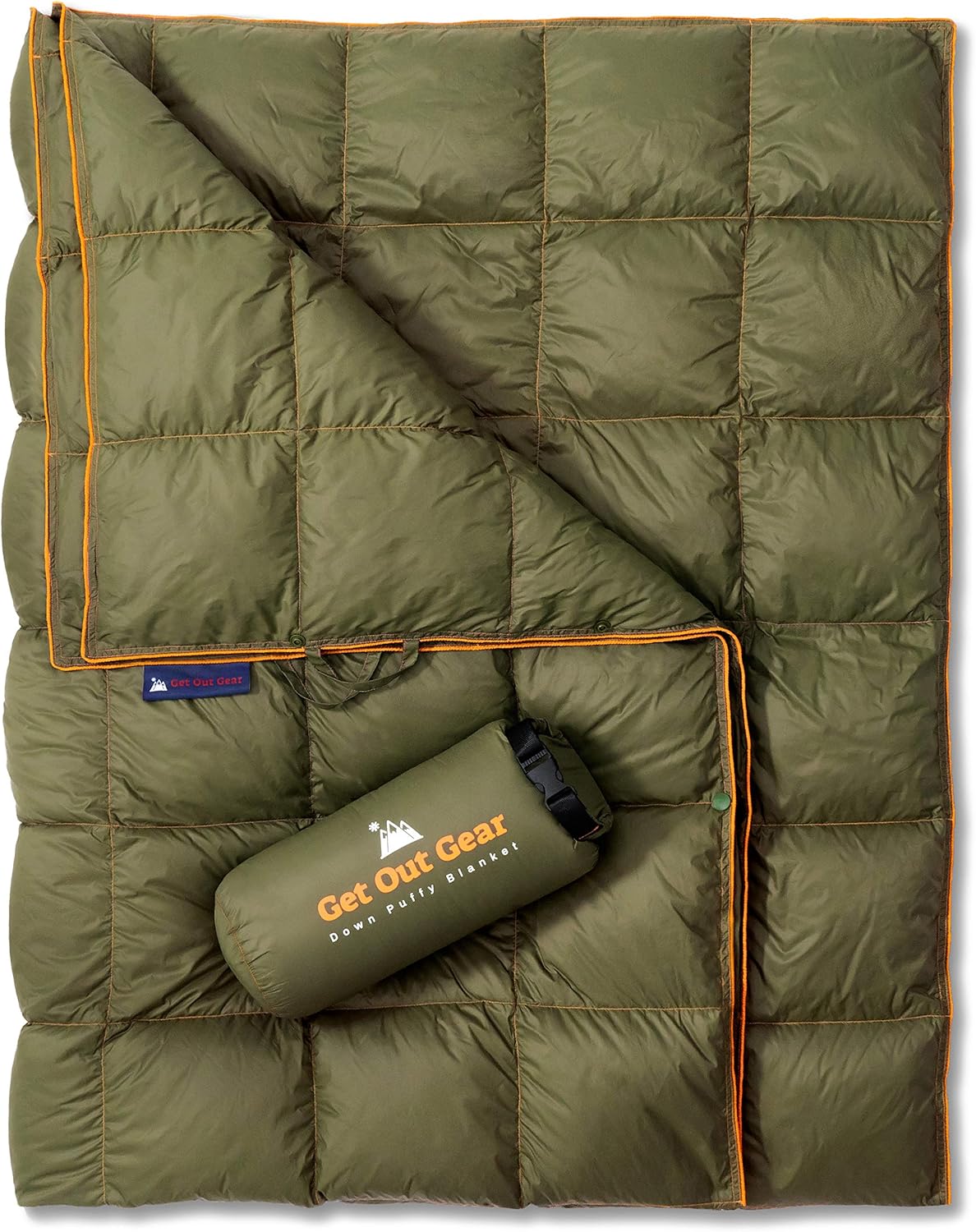 Get Out Gear Down Camping Blanket - Puffy, Packable, Lightweight and Warm | Ideal for Outdoors, Travel, Stadium, Festivals, Beach
