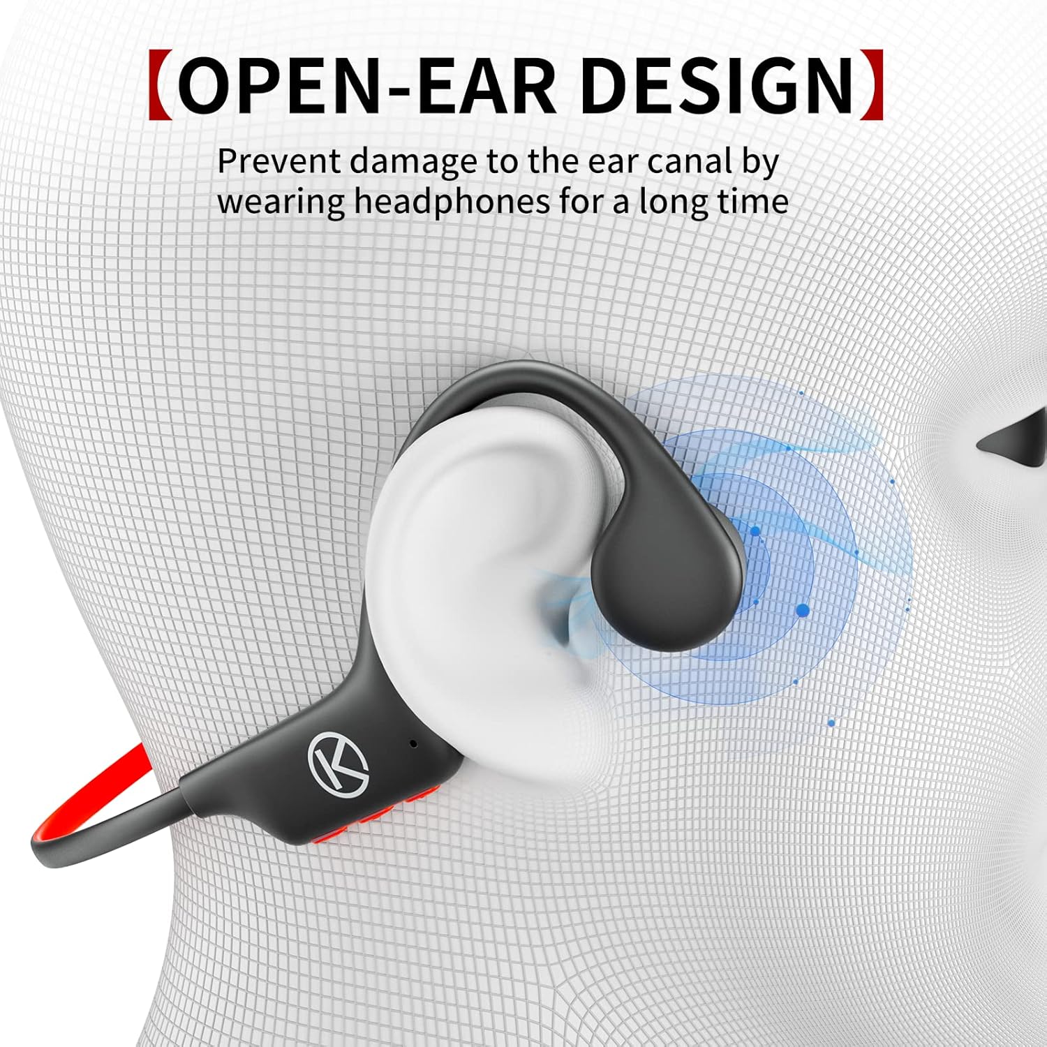 Bone Conduction Headphones, Open-Ear Bluetooth Sport Headphones, Built-in Mic Wireless Earphone Pack of 2