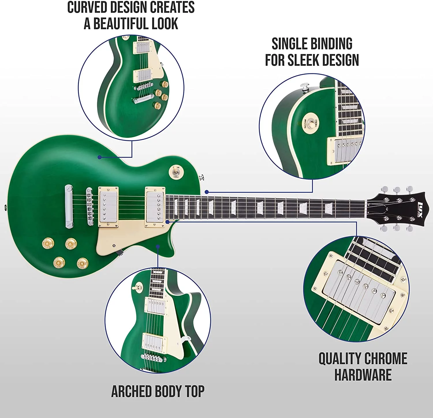 LyxPro 39” SB Series Electric Guitar for Beginner, Green
