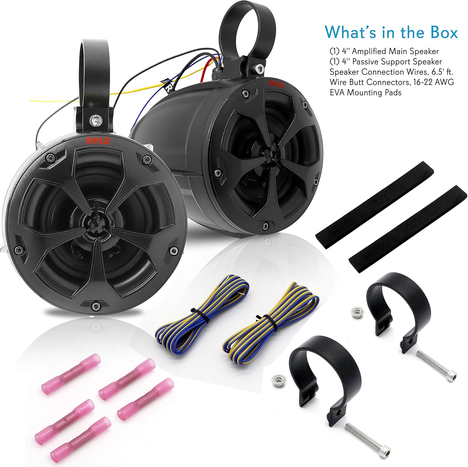 4” Waterproof Off-Road Bluetooth Speakers - 800W Power w/ Amplified Speaker System for ATV/UTV, Aux (3.5mm) Input Jack, Marine Grade Weatherproof