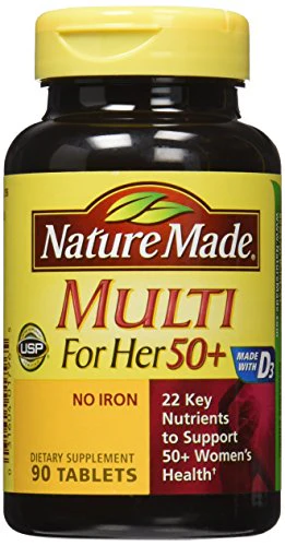 Nature Made Multi For Her 50+ Vitamin & Mineral Tabs, 90 ct (Pack of 2) (Packaging May Vary) - Kansas Nuitrition - HNZSDS