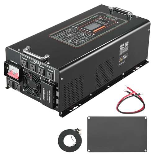 VEVOR Pure Sine Wave Inverter Charger, 2000 Watt, DC 12V to AC 120V, Battery Charger with LCD Display, Remote Control