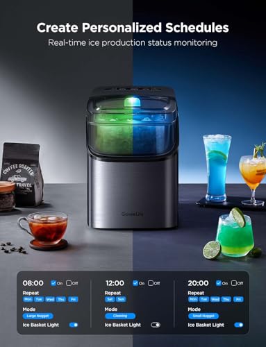 GoveeLife Smart Ice Maker Countertop, Portable Ice Machine with Voice Control, 9 Ice Cubes in 6 Minutes 3 Sizes, 26lbs/24Hrs