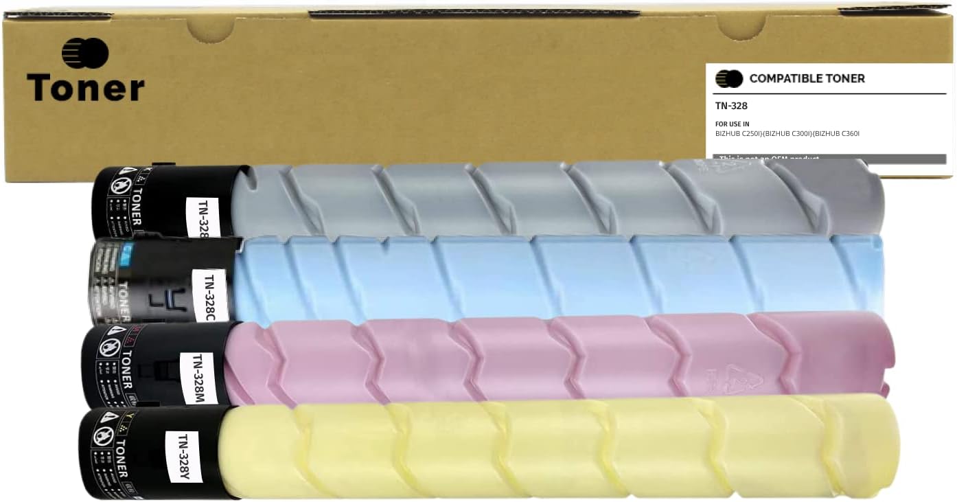 TN328 Toner Cartridge TN328K TN328C TN328Y TN328M Compatible for Konica Minolta Bizhub C250i C300i C360i Copier Printer (Black Cyan Yellow Magenta 4