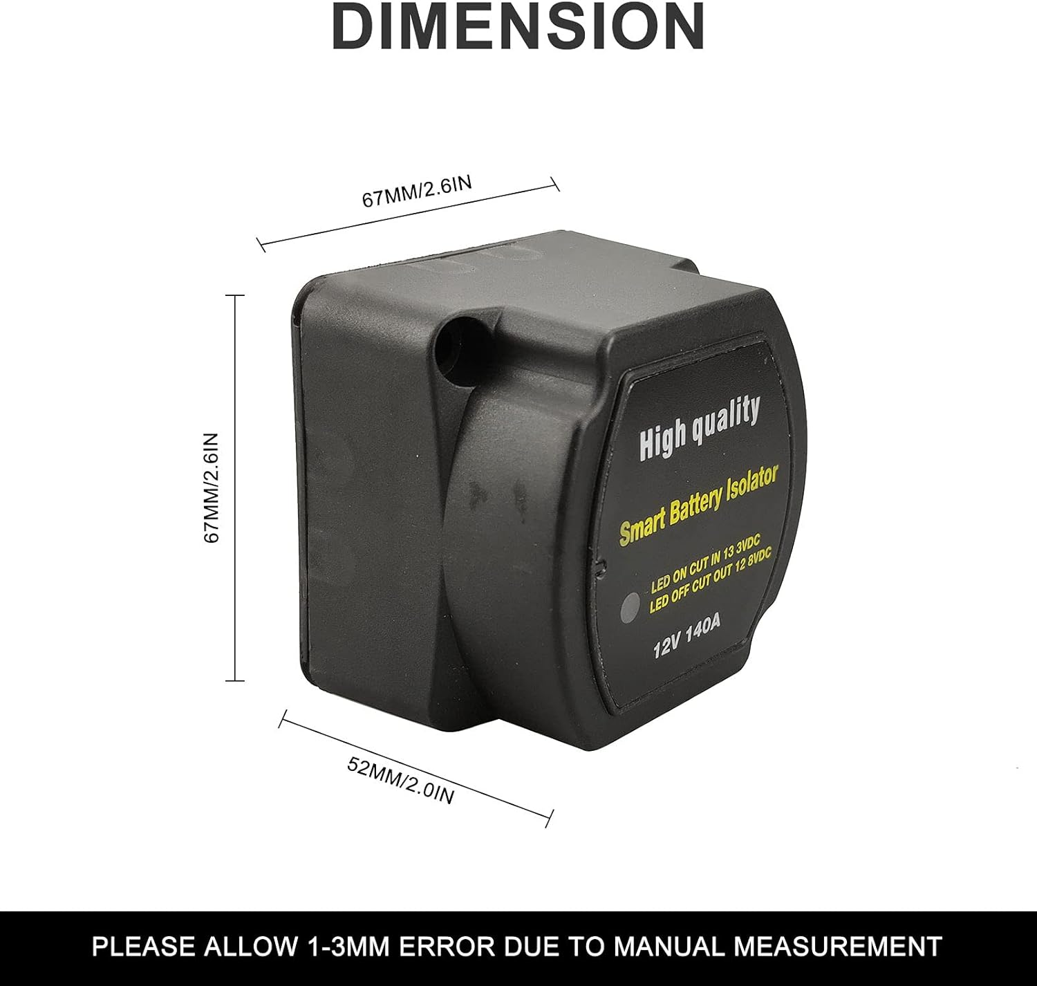 Dual Battery Isolator 12V 140Amp, Voltage Sensitive Relay VSR