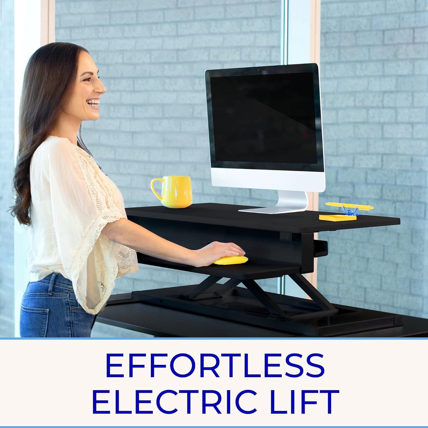 Flexpro Power 32 Inch Electric Standing Desk - Electric Height-Adjustable Stand up Desk by Award Winning Stand Steady - Holds 2 Monitors