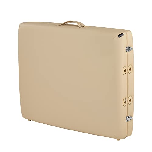 Master Massage 28" Argo Portable Massage Table in Cream with Walnut Legs- Spa Bed for Tabletop Exercise & Massage- Beauty Bed Tattoo Bed- Lash Table