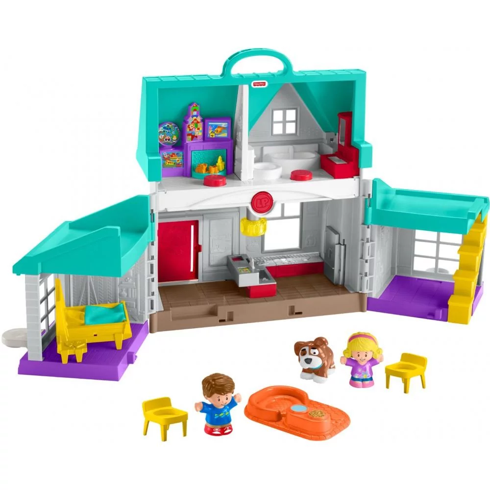 Fisher-Price Little People Toddler Playhouse, Big Helpers Home Electronic Playset, 7 Play Pieces - Curated Treasures Market