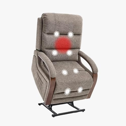 FLEXISPOT XL31 Power Lift Recliner Chair for Elderly, Electric Lift Chair with Massage & Heat, PU Leather Reclining Sofa w/Cup Holders