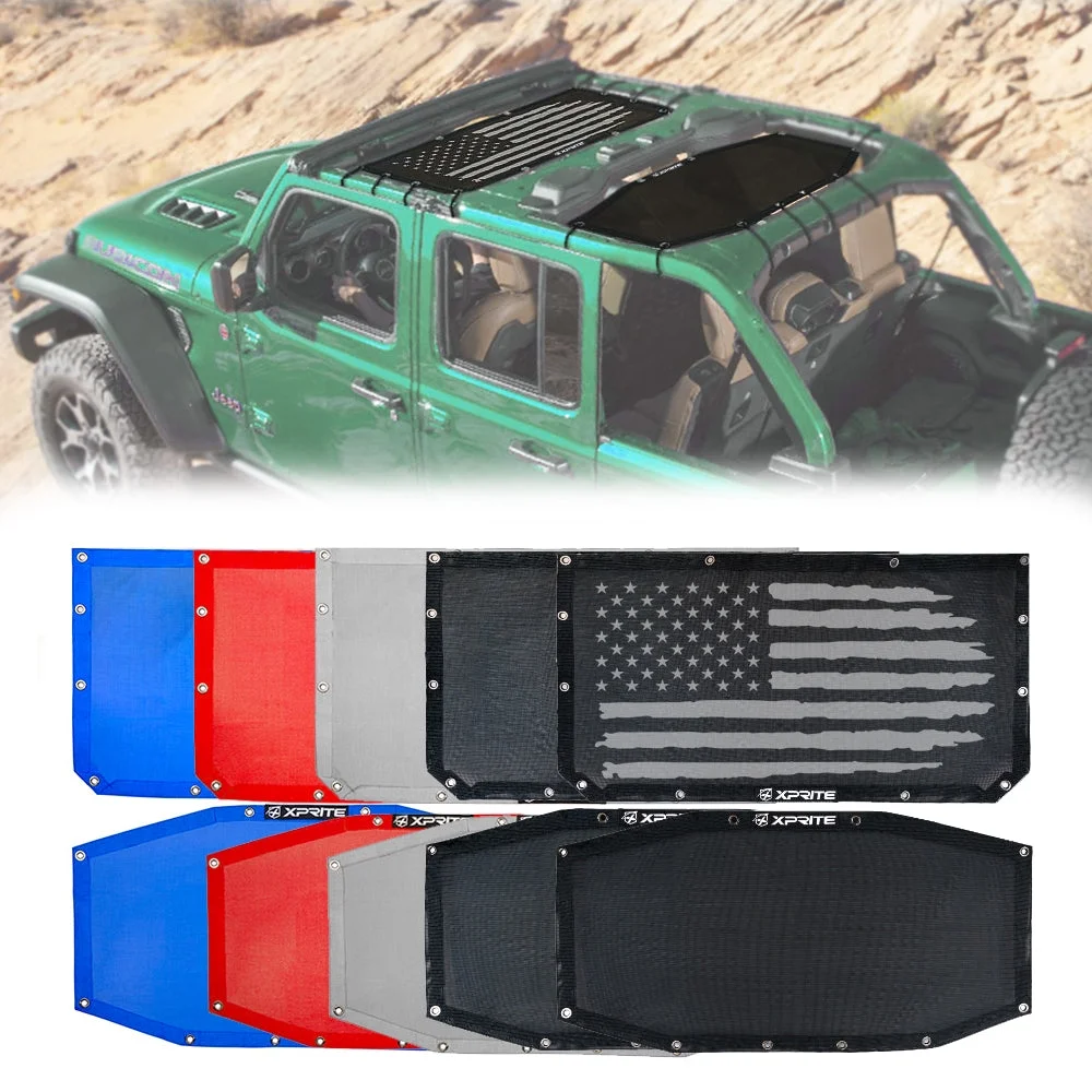 Xprite Sunshade Canopy for 2018+ Jeep Wrangler JLU - Blocks 90% Sunlight, UV Protection, Durable PVC Material