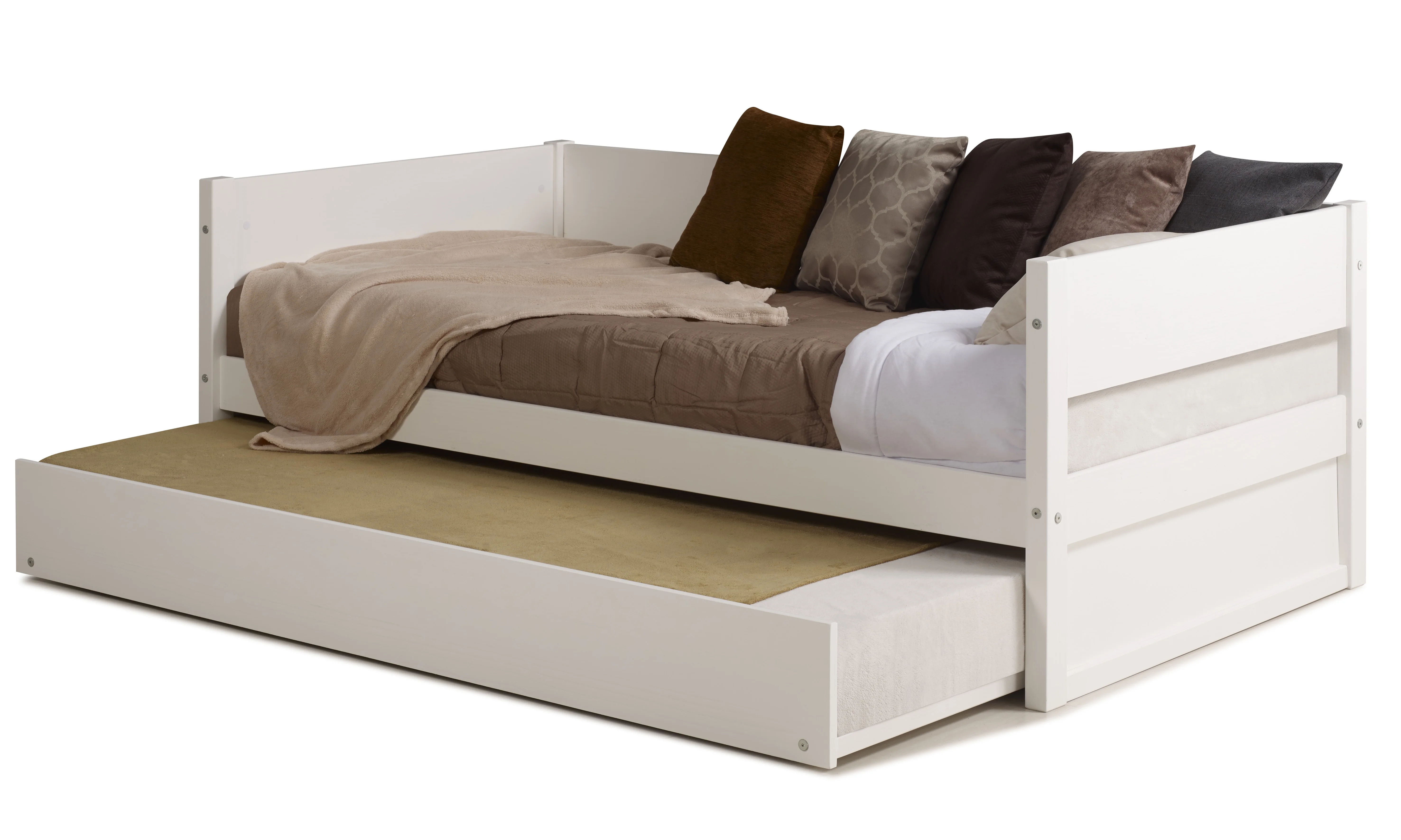 Concord Wood Panel Twin Size Daybed with Twin Trundle - White Finish