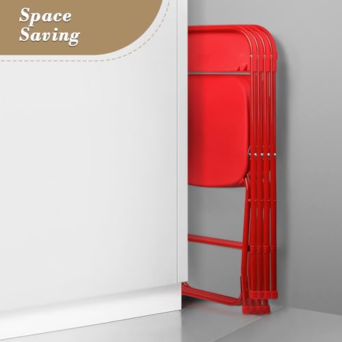 Athena Collection Red Plastic Folding Chairs for Adults, 10 Pack