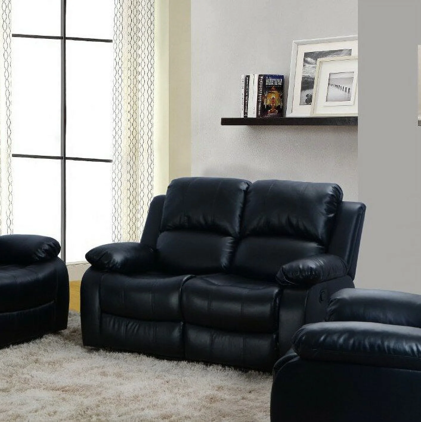PonLiving Furniture Faucher Reclining 3 Piece Living Room Set / Upholstery: Black Faucher Reclining 3 Piece Living Room Set / Upholstery: Black