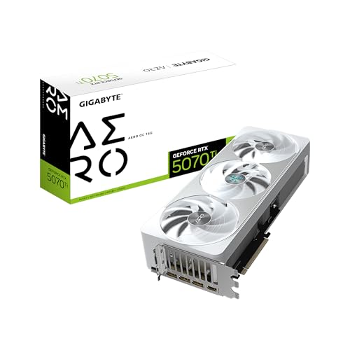 GIGABYTE GeForce RTX 5070 Ti AERO OC 16G Graphics Card, 16GB 256-bit GDDR7, PCIe 5.0, WINDFORCE Cooling System, GV-N507TAERO OC-16GD Video Card