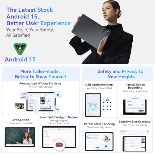 Tablet Android 15 Tablet-11 Inch FHD Display, 24GB RAM 256GB ROM /2TB TF, T615 Octa-Core AI Tablets, 8000mAh/18W Fast Charge, 5G WiFi & 16MP Camera