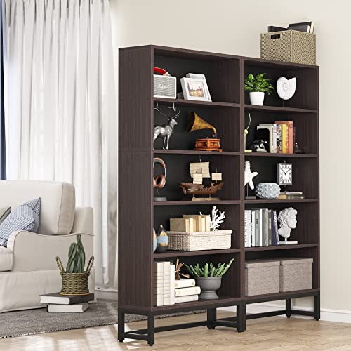 Tribesigns Tall Bookcase Black Bookshelf, 70.8” Large Bookcases Organizer with LED Lights