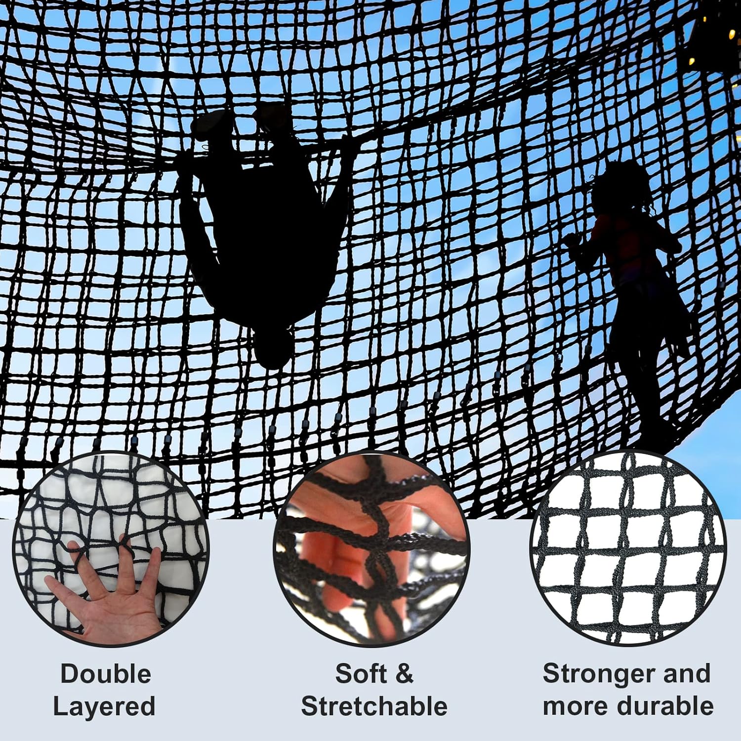 9.8 X 14.8FT Kids Playground Play Safety Net Outdoor Climbing Cargo Net Playground Sets Double Layers Backyard Net for Playground