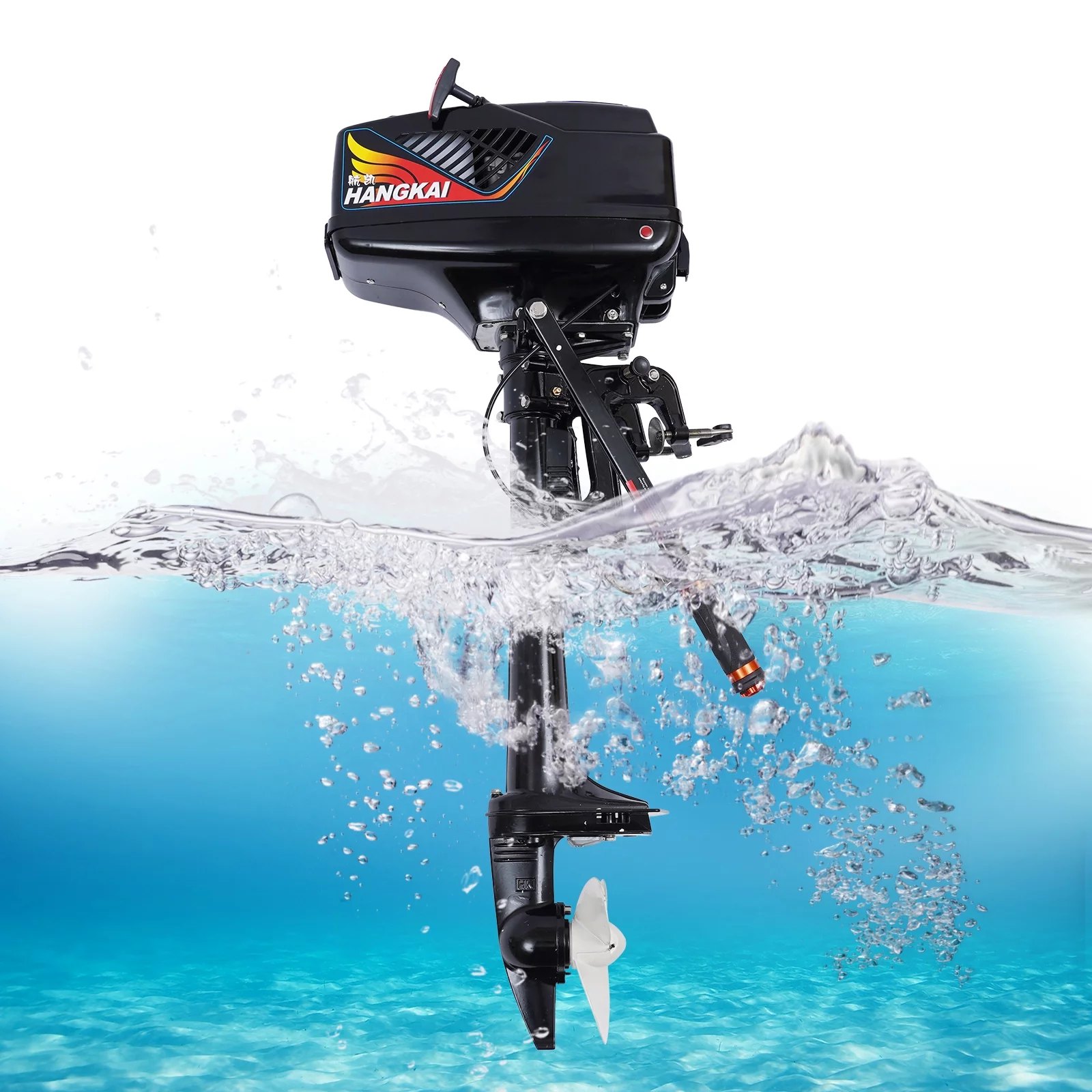 Miumaeov Outboard Motor 3.6HP 2-Stroke Single Cylinder Water Cooling Marine Propeller Fishing Boat Manual Start Outboard Engine for Kayak Yacht
