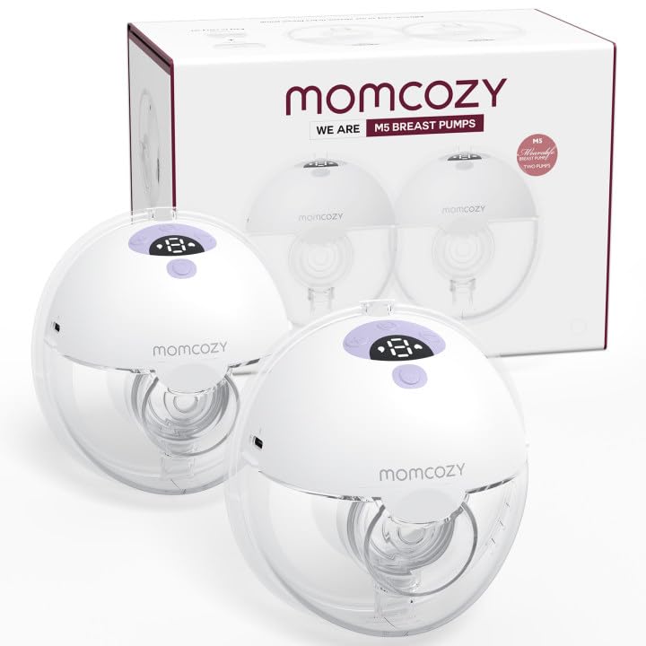 Momcozy M5 Hands-Free Wearable Breast Pump, Double-Sealed Flange for Baby-Like Comfort, 3 Modes & 9 Suction Levels, Portable Electric Pump – 24mm