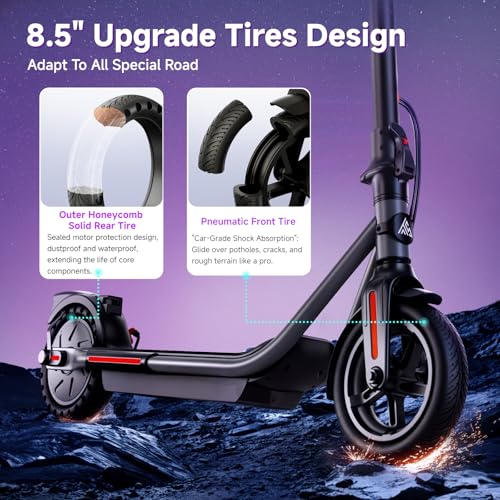 TST Electric Scooter for Adults, 19 Mph Top Speed, 15 Miles Long Range, 8.5" Solid and Pneumatic Tire, Commuting Electric Scooter with Cruise Control