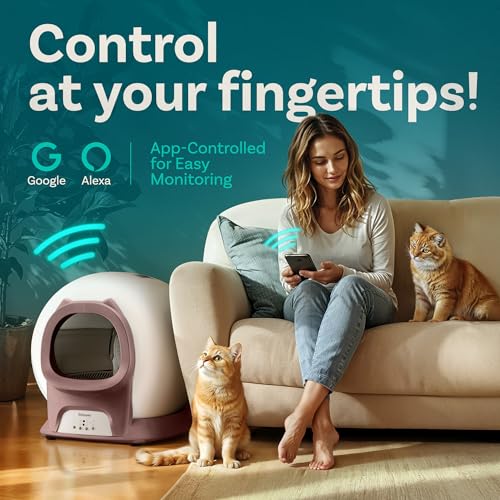 Self Cleaning Litter Box with Auto Safety Sensors for Multiple Cats - Automatic Cat Litter Box Self-Cleaning