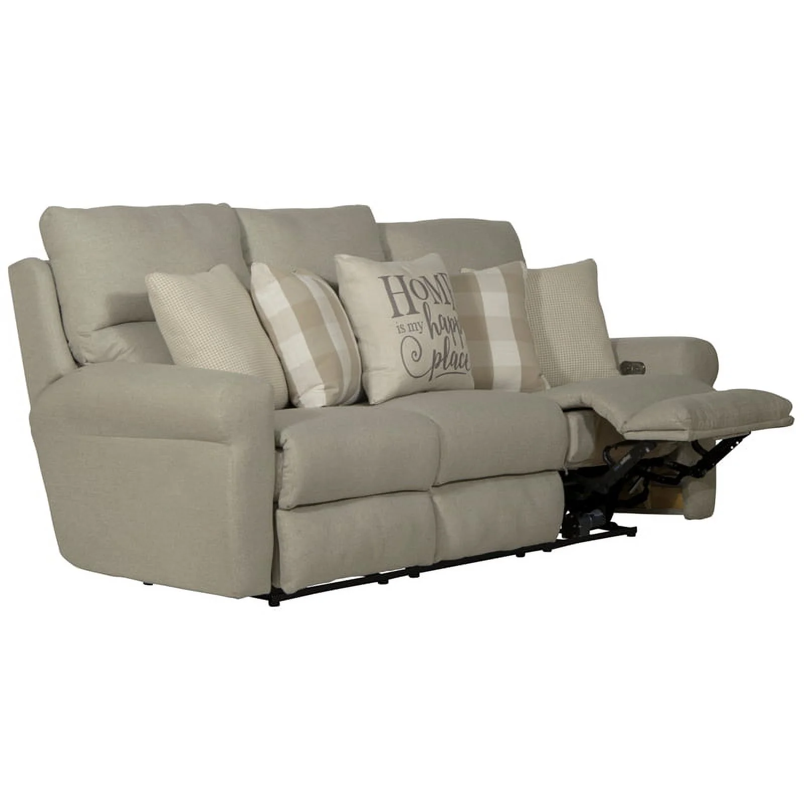Catnapper Eastland Power Lay Flat Reclining Sofa in Beige Fabric