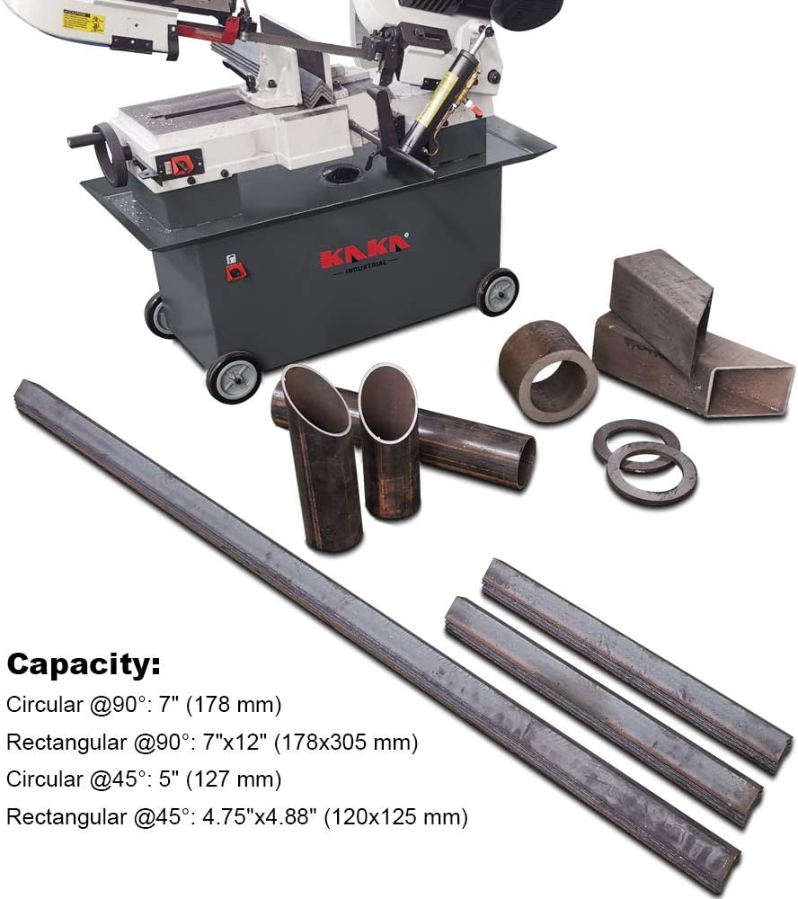 KAKA Industrial Metal Cutting Horizontal Band Saw 7"x12" Capacity BS-712N with 1.5HP motor