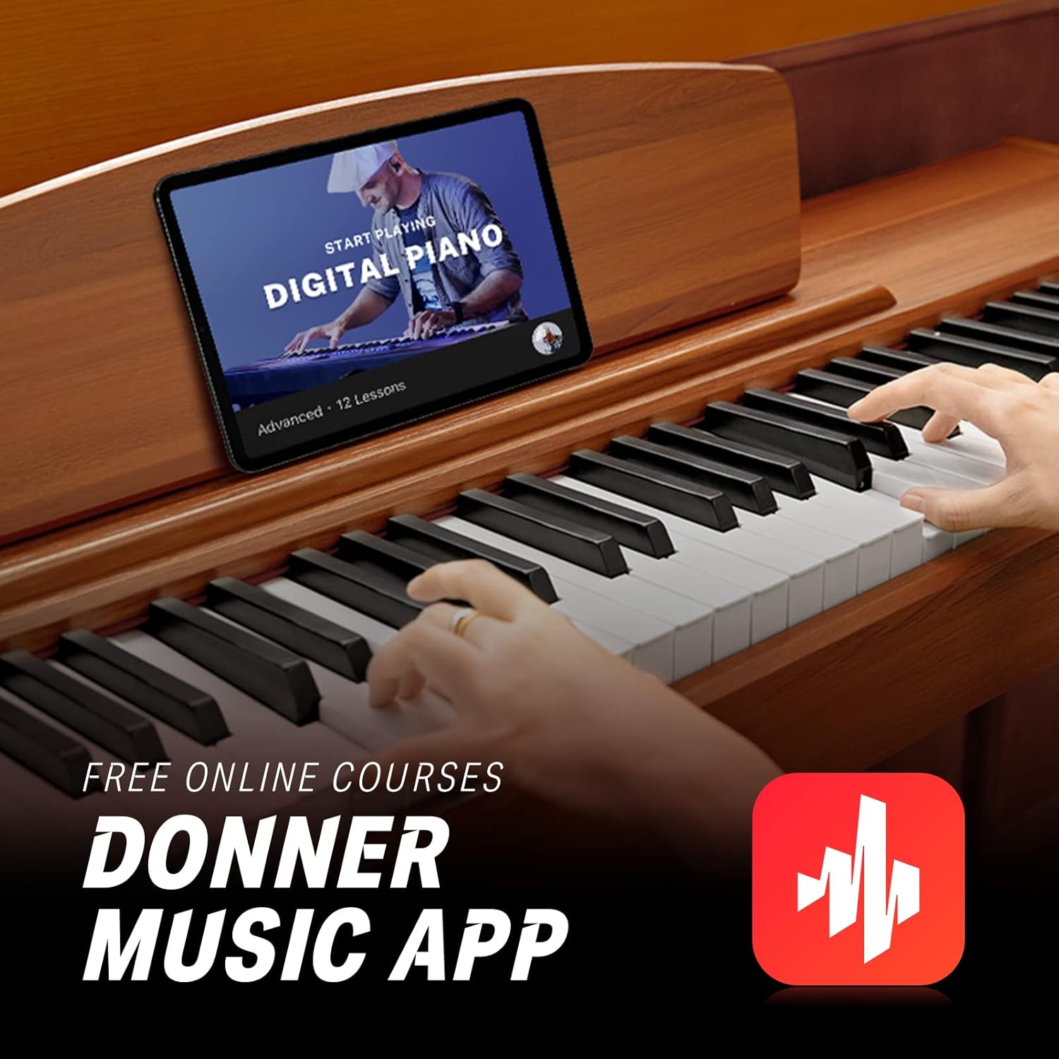 Donner DDP-80 88 Key Weighted Keyboard Piano, Beginner Digital Piano Full Size Electric Keyboard with Stand, Power Adapter
