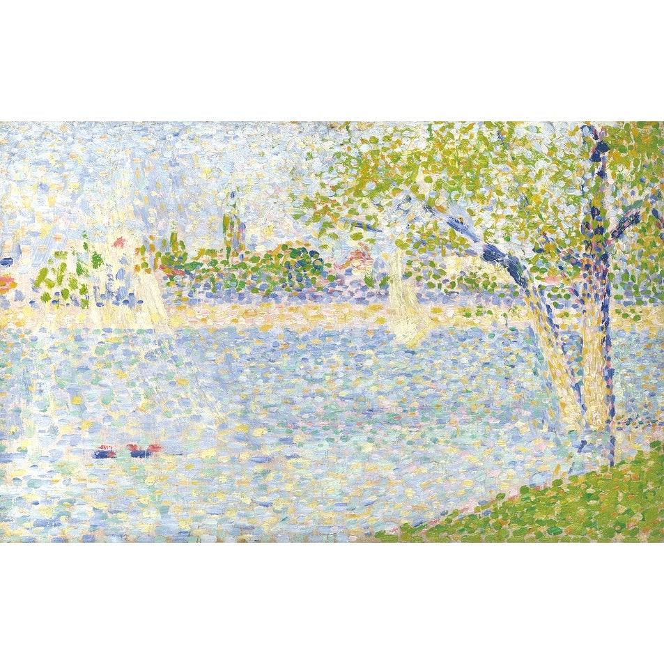 The Seine Seen from La Grande Jatte by Georges Seurat Giclee Print Oil Painting Silver Frame Size 32x22 x 21x22 - Plastic - 32 x