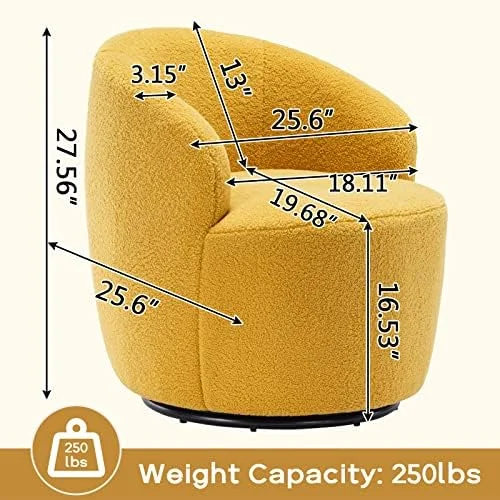 YZboomLife Swivel Barrel Chair with Velvet Fabric  Swivel Accent Chair  Comfy Sherpa Round Accent Chair for  Swivel Club Armchair for Nursery Living