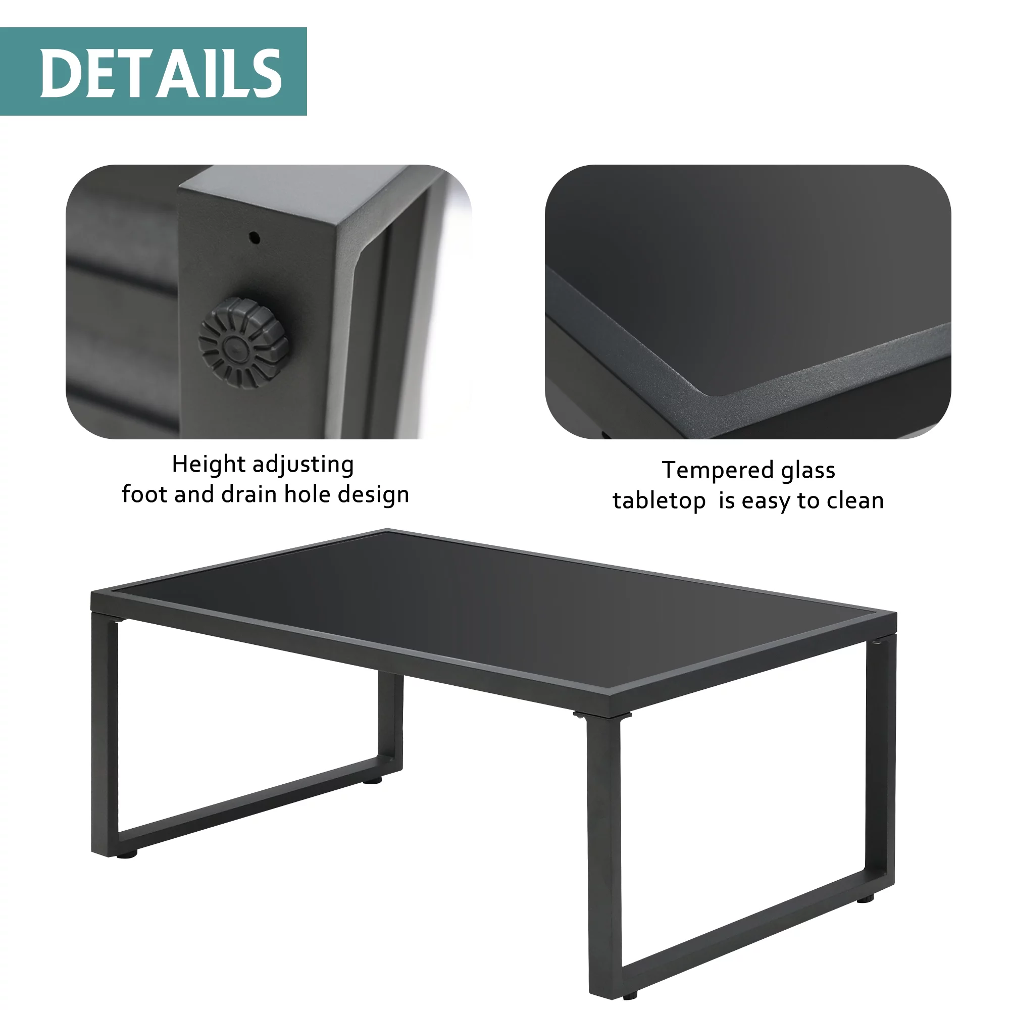 Superjoe 5 Pcs Aluminum Patio Furniture Set All Season Outdoor Couch Conversation Set Modern Metal Sectional Sofa with Ottomans 2 Tables, Gray