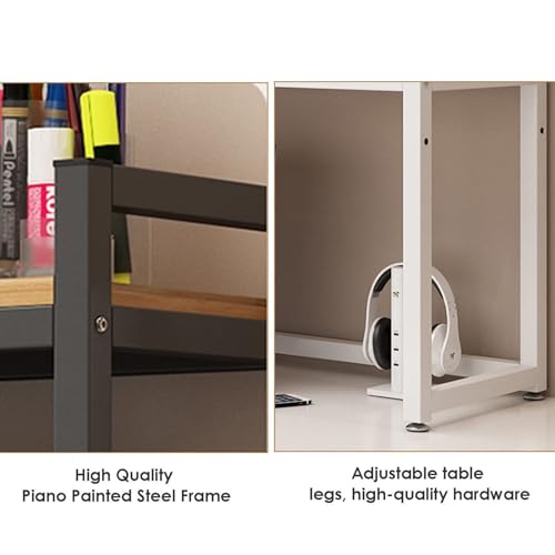 2 Tier Multipurpose Countertop Hutch Bookshelf - Metal Desktop Bookcase For Computer Desk, Adjustable Desk Organizer Rack