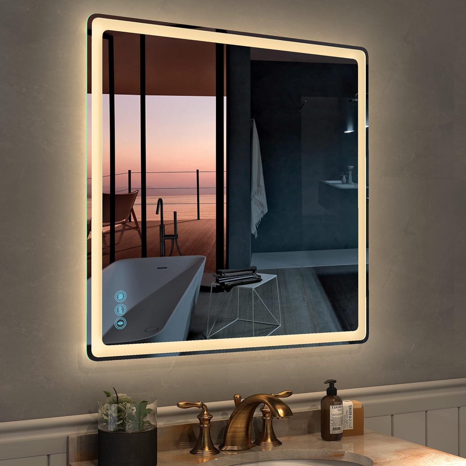 LED Bathroom Mirror for Wall - JORYOO 36x24 Inch Anti-Fog Bathroom Mirror with Lights - Lighted Bathroom Mirror