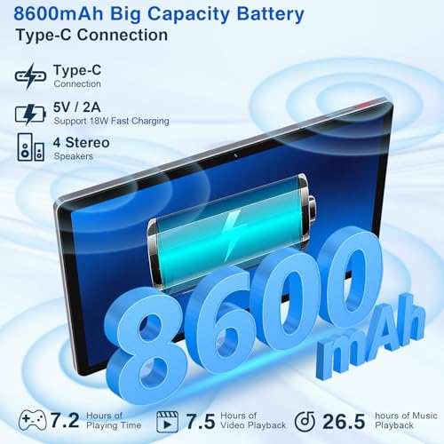 11 Inch Tablet Android 13 Tablets 16GB RAM 256GB ROM 1TB Expand 2024 Newest, 2K Display 2000 x 1200, Octa-Core, 8600mAh, Split Screen, Quad Speakers