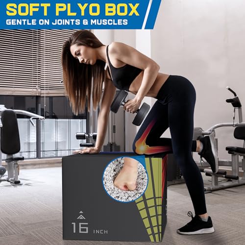 Heavy Foam Plyometric Jump Box, 3 in 1 Plyo Box with Non-Slip Surface, Box Jumps for home Gym, Box-Squat, Step-up, Jumping