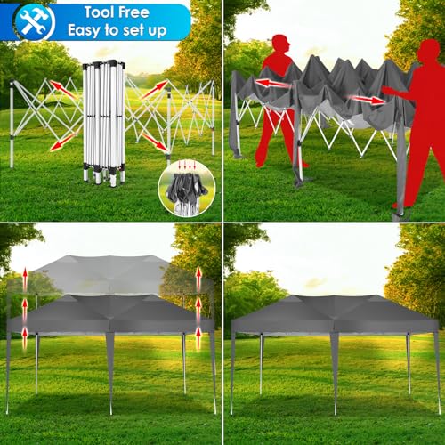 COBIZI Canopy 10x20 Pop Up Canopy Tent with 6 Sidewalls Party Tents for Parties Weddings Backyard Waterproof Canopy Outdoor Commercial Canopy Event
