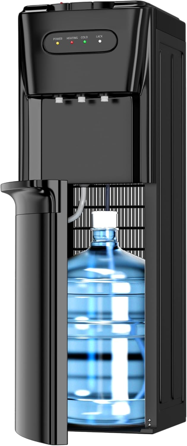 Bottom Loading Water Cooler Dispenser Hot Cold & Room Temp Water Dispenser for 3 or 5 Gallon Bottles, Empty Bottle Indicator, Child Safety Lock