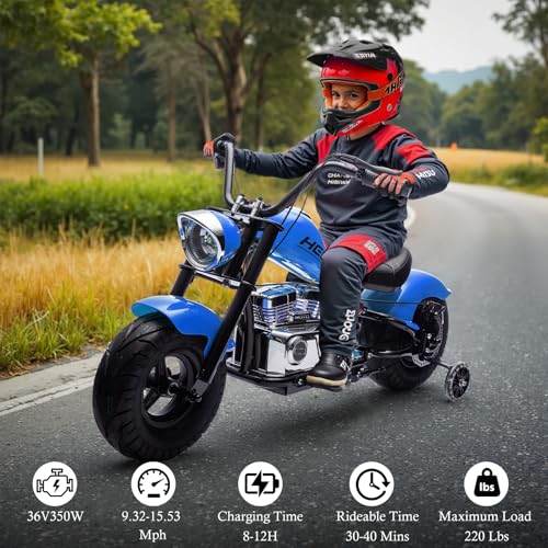 36V Electric Dirt Bike, 360W Electric Motorcycle, 3 Speed-Up to 15.5 MPH, Electric Dirt Bike for Kids 14+, LED/USB/Bluetooth